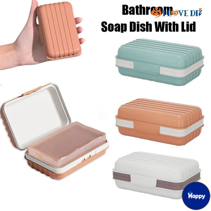 HS Durable Plastic Soap Box With Lid/ Portable LeakProof Sealing Soap