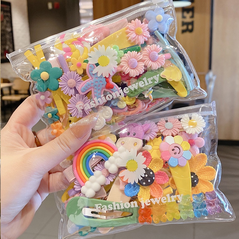 【14pcs/20styles】Fashion Cute Girls Flower Fruit Color Hair Clip Set
