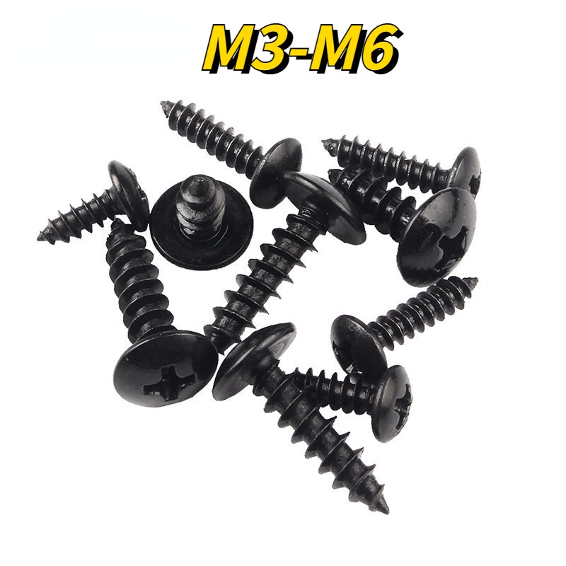 [XNY] Iron Black Cross Large Flat Head SelfTapping Screw Round Head