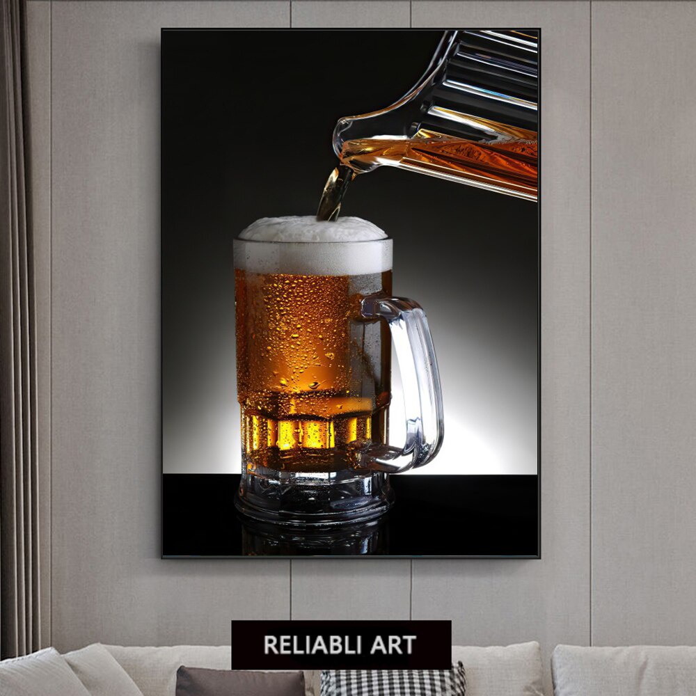 Beer Foam Hd Pictures Chopp Beer Canvas Painting Wall Art Wheat Natural
