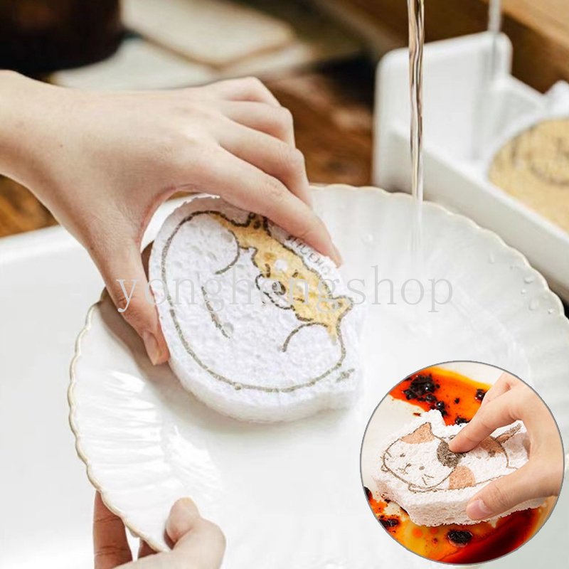 Cartoon Cute Animal Scouring Pads Compressed Wood Pulp Cotton Sponge ...