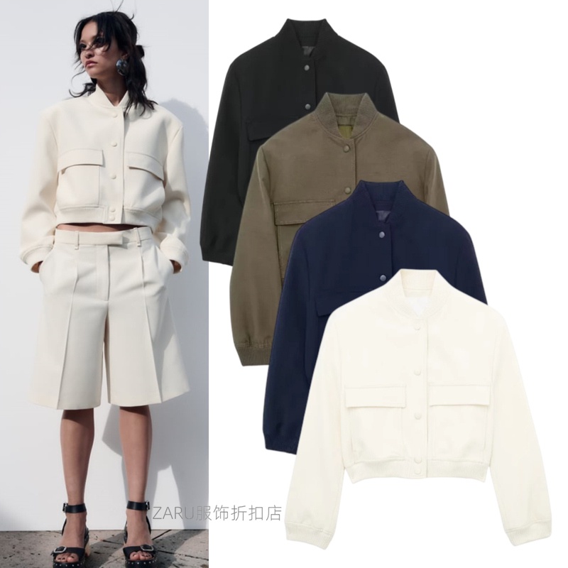 ZARA New Women's Short Baseball Suit Large Pocket Pilot Jacket Coat