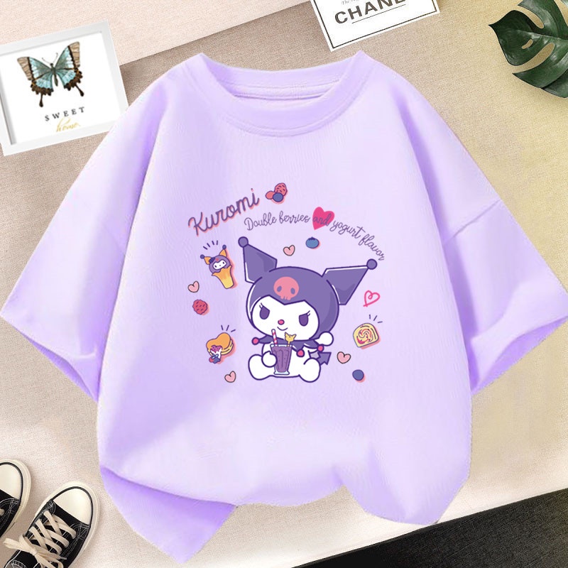 New Kuromi T Shirt 2023 Summer Top Unisex Baby Kids Sanrio Graphic ...