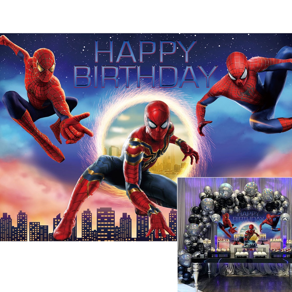 SpiderMan Backdrop Spiderman Hiasan Hari Jadi Banner Hari Jadi ...