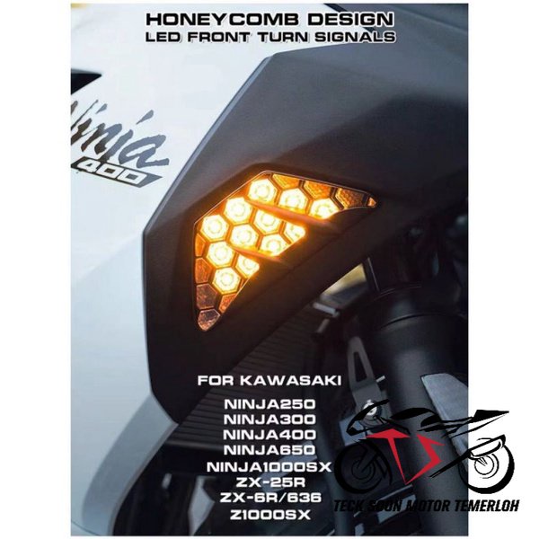 Clignotants Avant LED Fumés Pour Kawasaki Ninja 250/300/400/650/1000/ZX-6R (2013-2021) - Étanches, Anti-polarité Inversée - 3