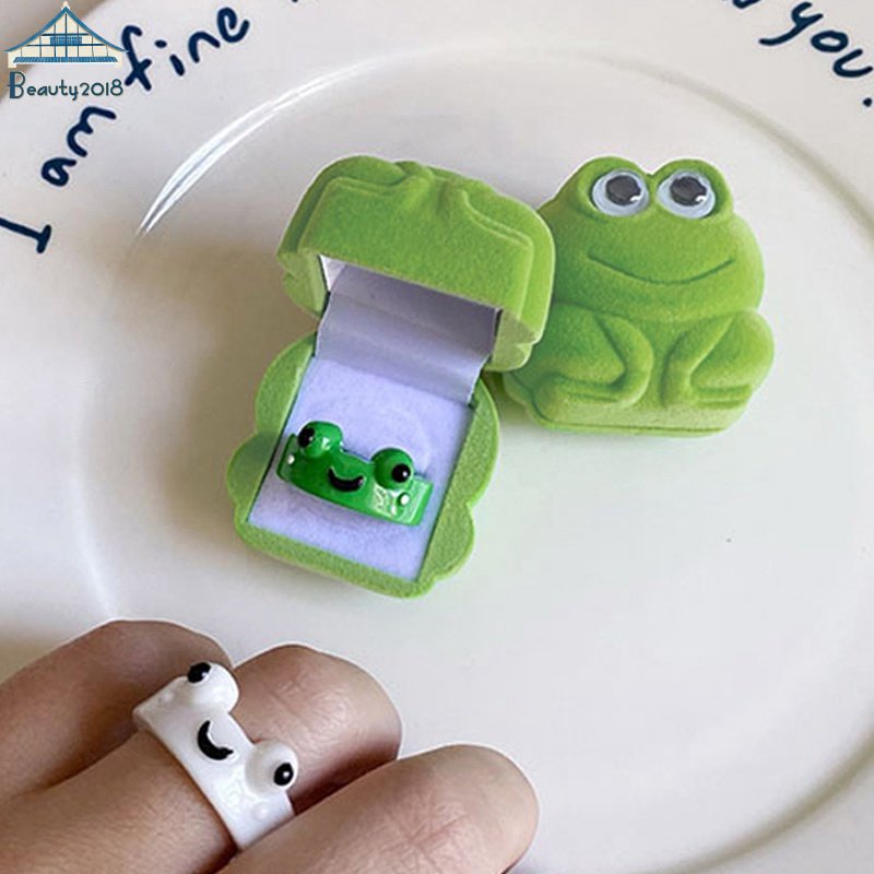 Creative Flocking Ring Jewelry Box Cartoon Frog Wedding Ring Box ...