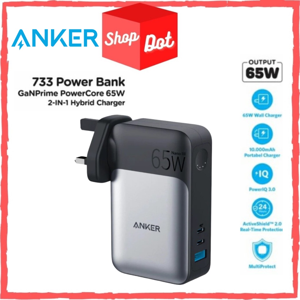 (READY STOCK)Anker A1651 (GaNPrime PowerCore 65W)733 Power Bank , 2-in ...