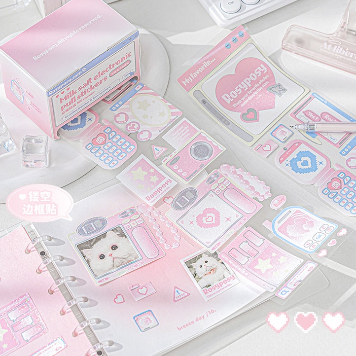 Cdaily|Cute Stickers Pixel Style Stickers Pull-out Border Stickers ...