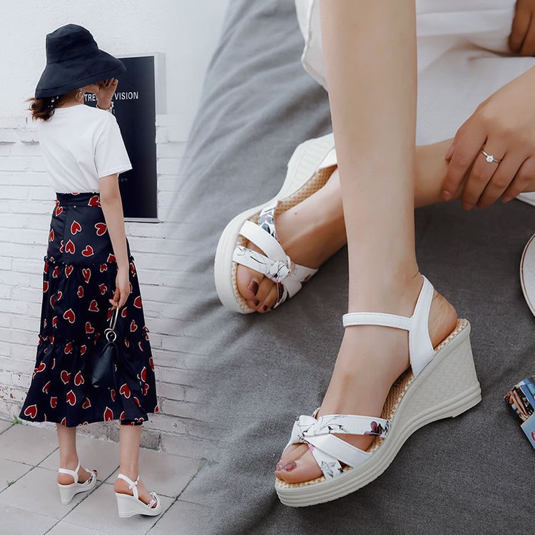 MALAYSIA READY STOCK FRIMO Lace Wedges Lady Shoe Sandal Kasut Tinggi