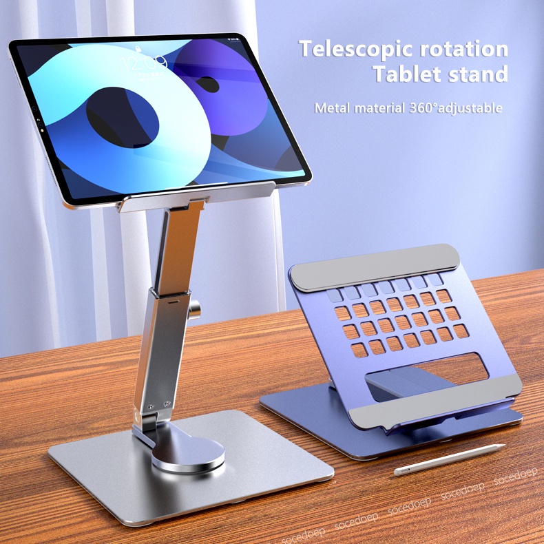 New Tablet Stand Desk Riser 360 Rotation Multi-Angle Height Adjustable ...
