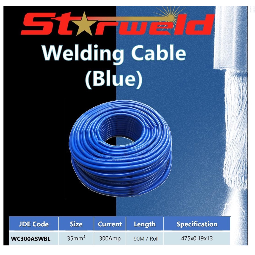 (1 Meter) Starweld 300Amp Blue Full Copper Welding Cable Shopee Malaysia