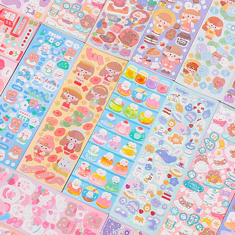 50Pcs Kawaii Handbook Stickers Cartoon Handbook Collage Laser Shiny ...