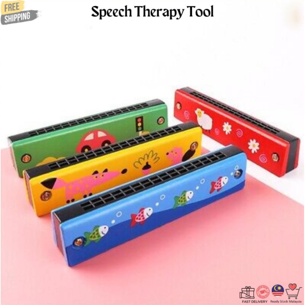Wooden Harmonica Toys 16 Holes Double Row Educational Musical