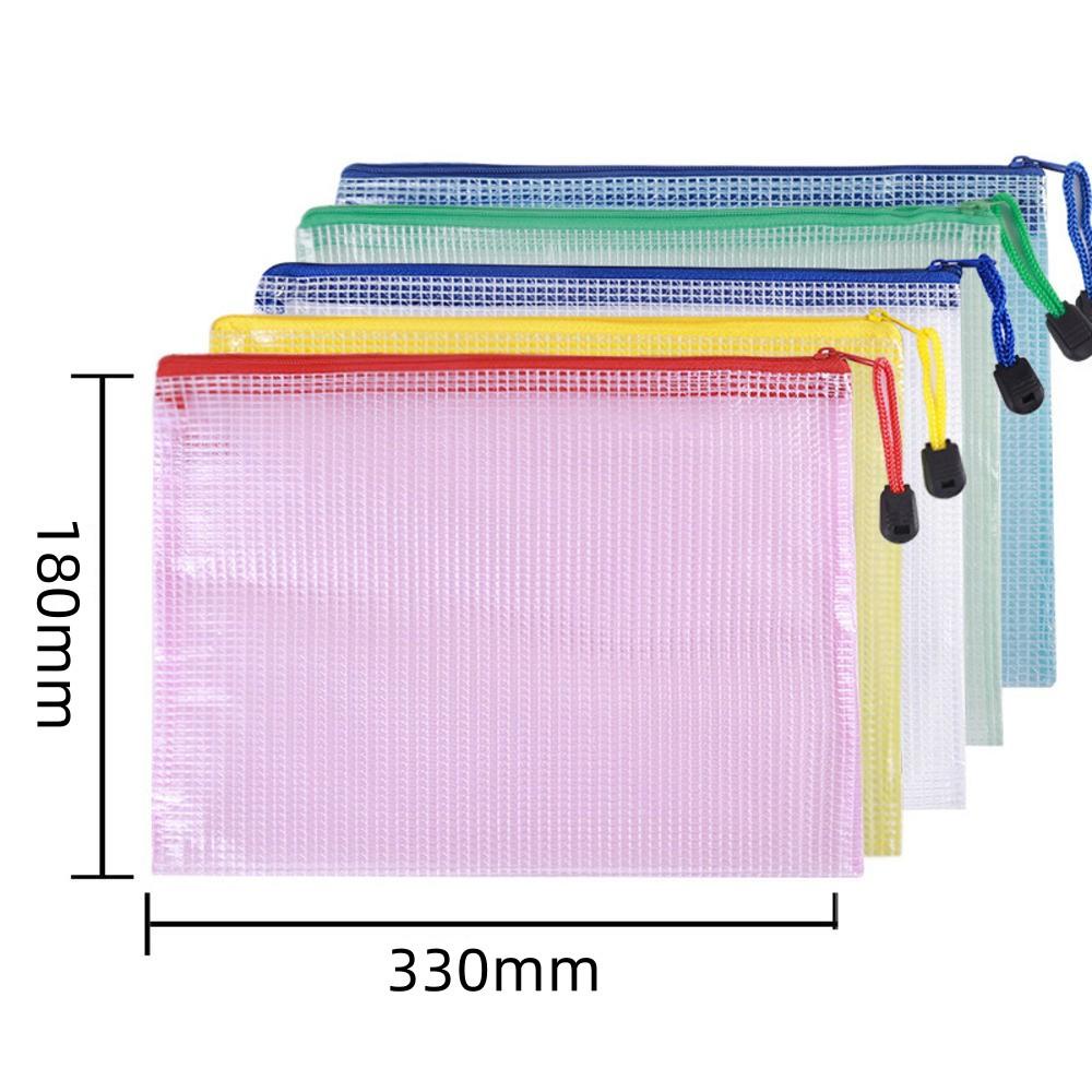 A4 Waterproof Zip File Folders Mesh Zipper Pouch Document Bag School ...