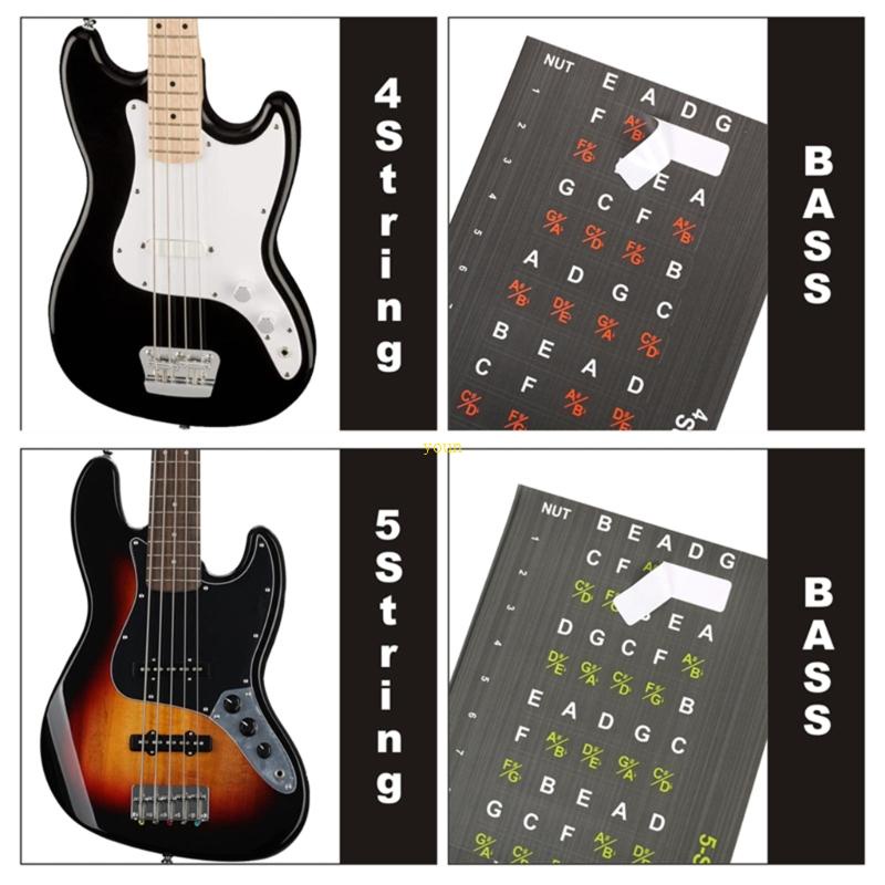 youn 1 Sheet Bass Fretboard Stickers Guitar Bass Chord Stickers Bass