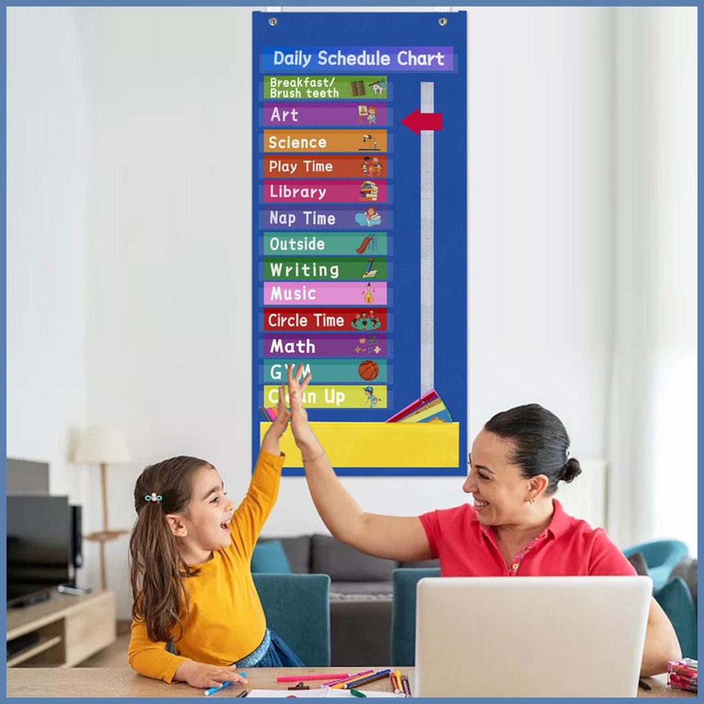 Daily Schedule Chart School Supplies Classroom Pocket Chart Schedule