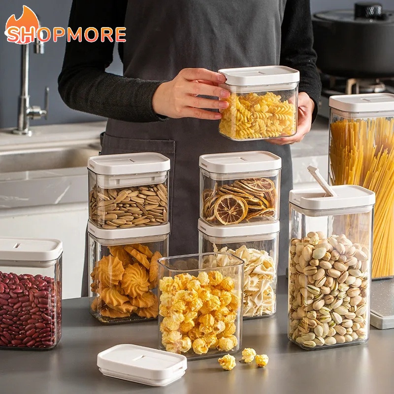 Plastic Cereals Container Glass Storage Multigrain Jars Mason Jars With ...
