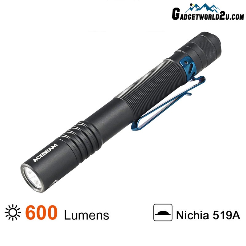 Acebeam Pokelit 2AA Black Nichia 519A High CRI90 LED 600 Lumens ...