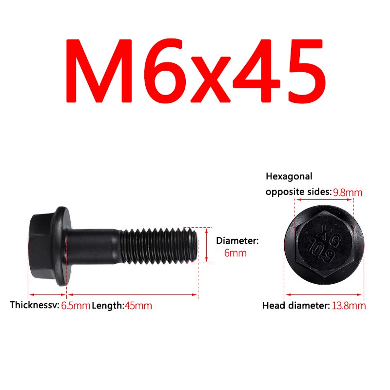 M10-1.5 x 20mm Zinc Finish DIN 6921 Class 10.9 Hex Flange Bolt