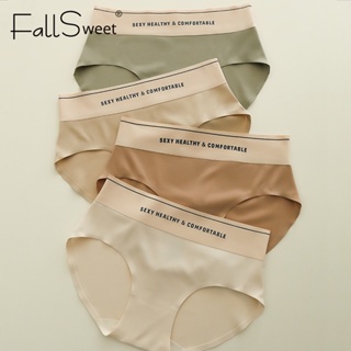 FallSweet 2PCS/Set Seamless Women's Panties Invisible Underwear Solid Color  Briefs Comfort Silk Sexy Lingerie Ladies Underpants