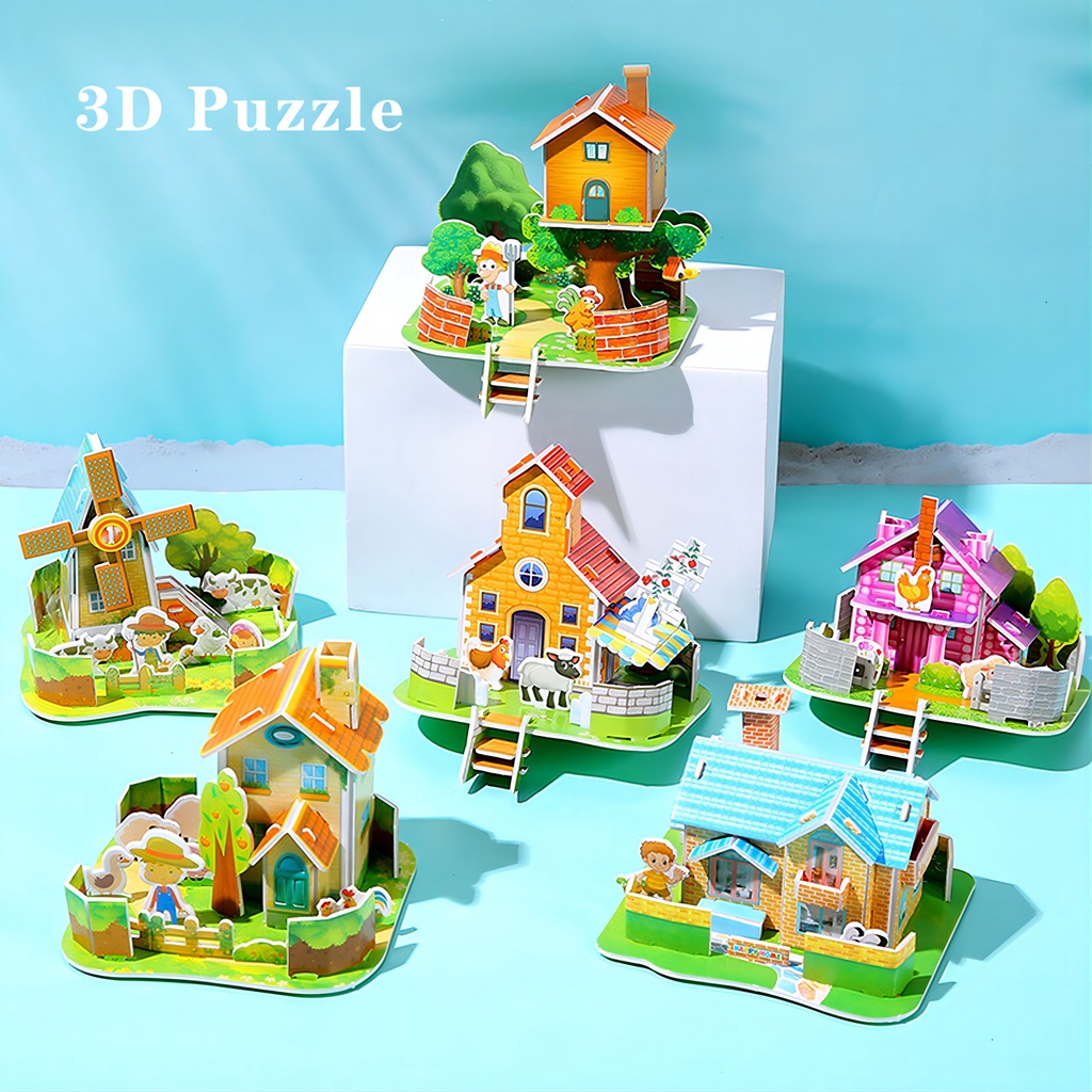 3d Three-Dimensional Puzzle Creative DIY Paper Building Model Children ...
