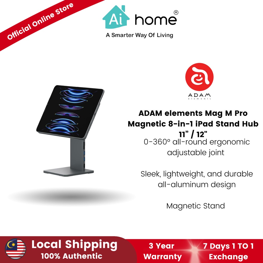 Aihome ADAM elements Mag M Pro 8in1 iPad Stand Hub 11 inch