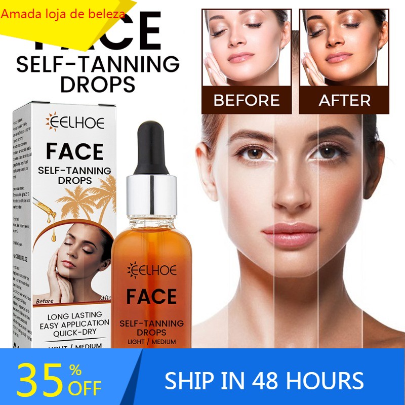 Facial Self Tanning Serum Fast Tan Glow Drops Create Dark Natural Tan Complexion Beginner