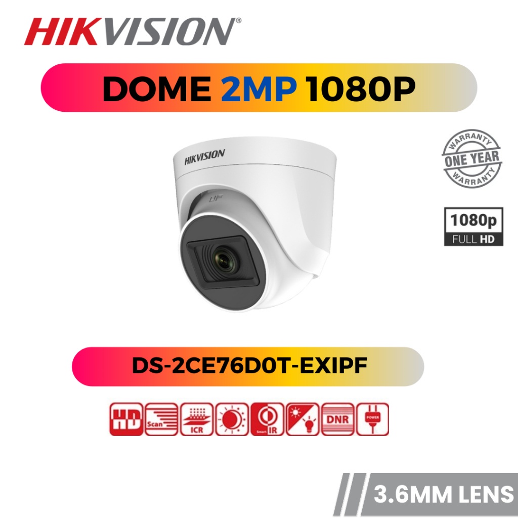 HIKVISION CCTV Indoor Dome Camera 2MP Analog Full HD 1080P 4 In 1 TVI
