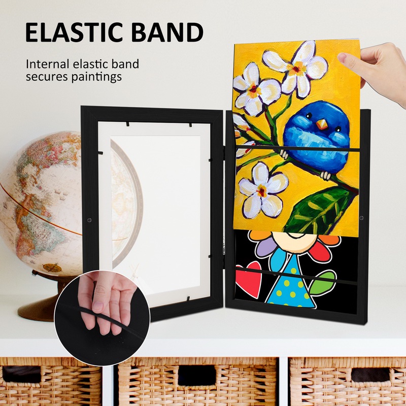 2PCS Kids Art Frames Wooden Changeable Picture Display for A4 Art-Work ...