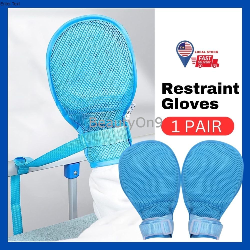 READY STOCK 1 Pair Control Mitts Dementia Restraint Glove Prevent Self
