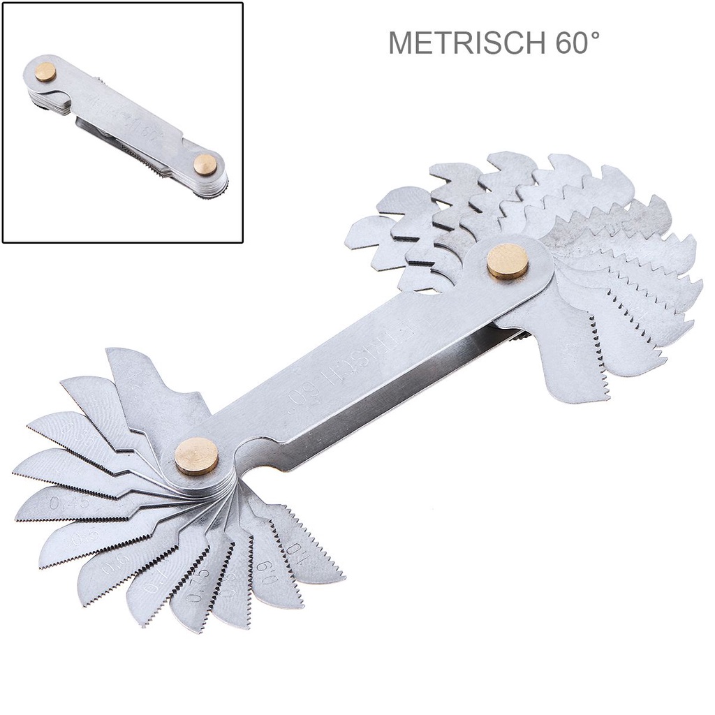 24pcs/set Stainless Steel Metric Thread Gauge 60 Degree Screw Pitch