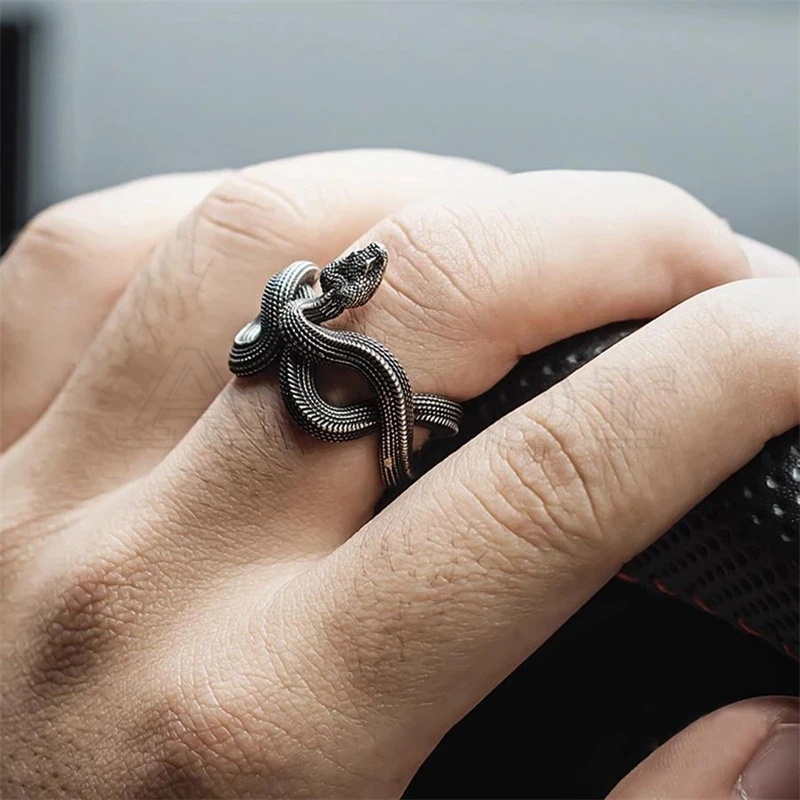 Stainless Steel Pleasant Snake Design Adjustable Finger Ring main image 1