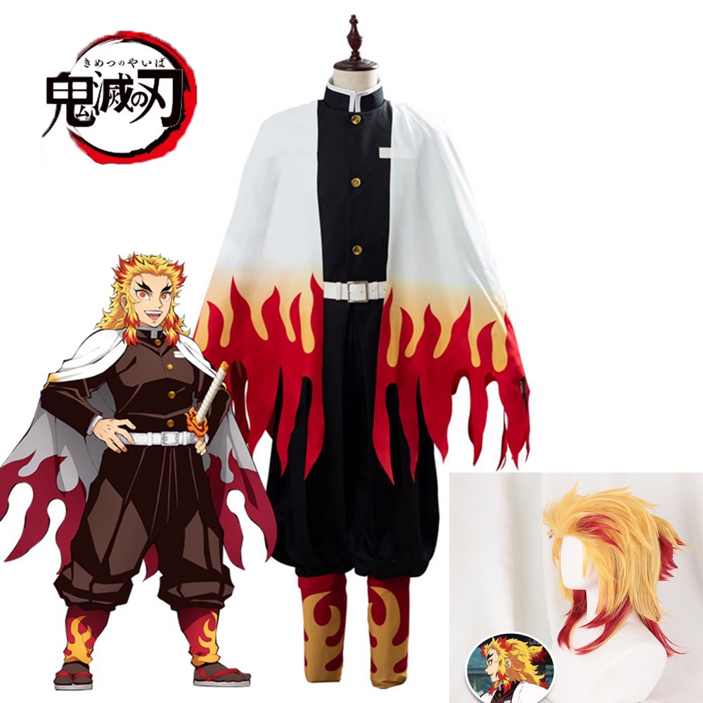 Demon Slayer Anime Cosplay Costume Rengoku Kyoujurou Kimetsu no Yaiba ...