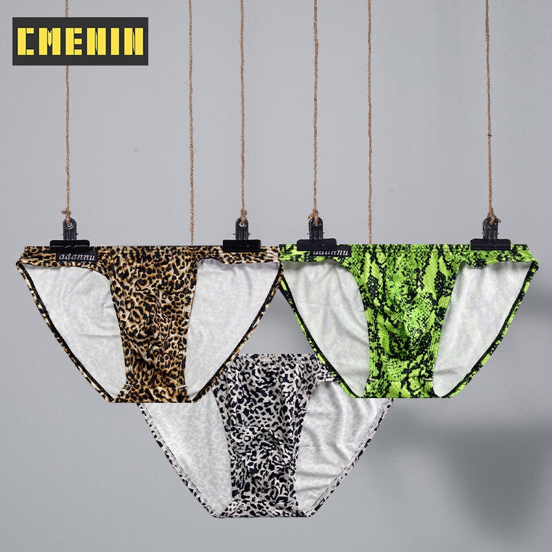 CMENIN 3Pcs Leopard Nylon Pouch Briefs Men Underwear Ins Style