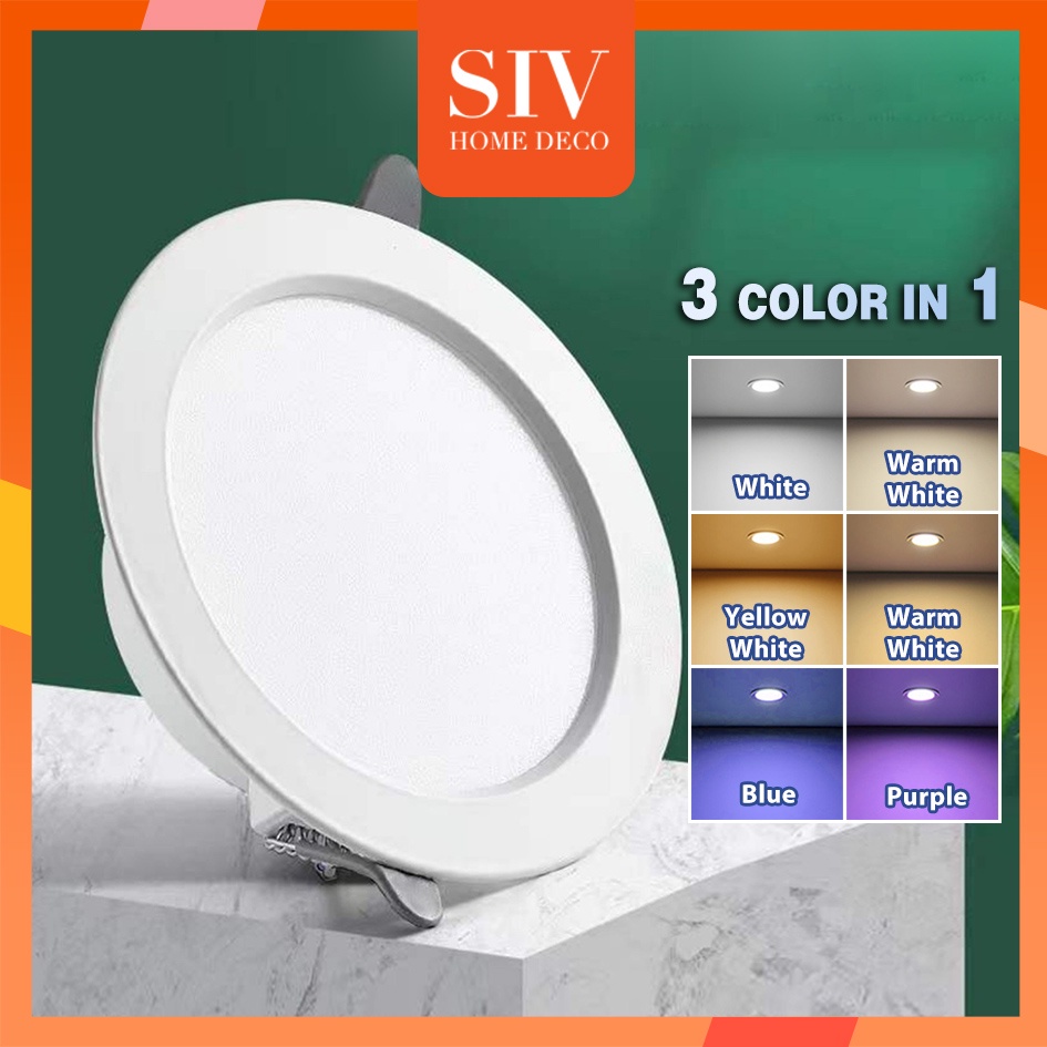Siv Led Downlight Recessed Pin Lights Panel Ceiling Light 3 Color Temperature 2 Years Warranty