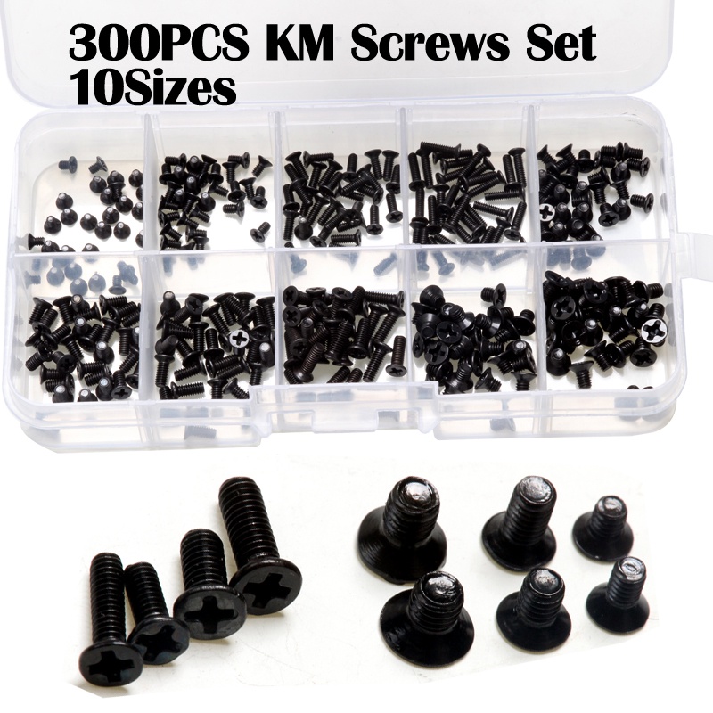 300pcs KM Laptop Screws Kit Assorted Assemble Repair Black Set Computer ...