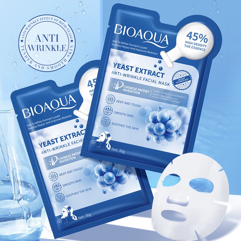 BIOAQUA Yeast Extract AntiWrinkle Facial Mask Hydrating Moisturizing Fine Pore Care Mask