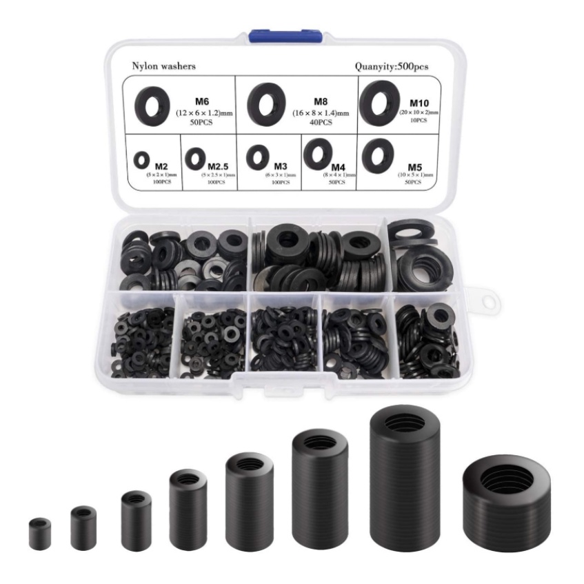 Glarks 270Pcs Nylon Spacer Assortment Kit - M3 M4 M5 M6 Round Washers For Electrical Outlets
