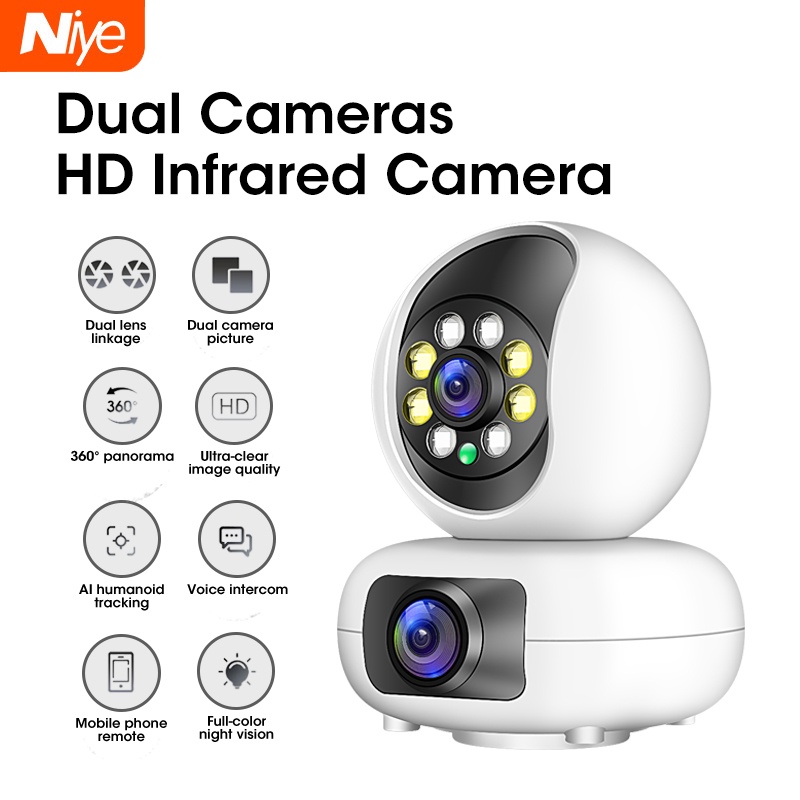 Niye Double CCTV Camera Monitor Smart Camera Global Camera Support ...