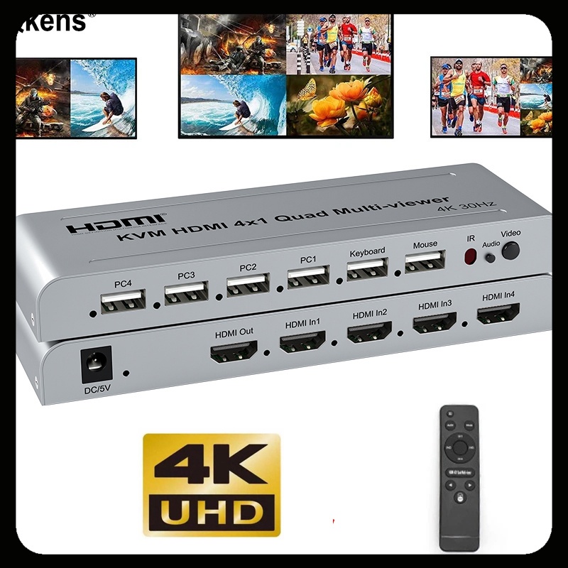 4K KVM HDMI 4X1 Quad Multiviewer 4 In 1 Out Video Processor Screen
