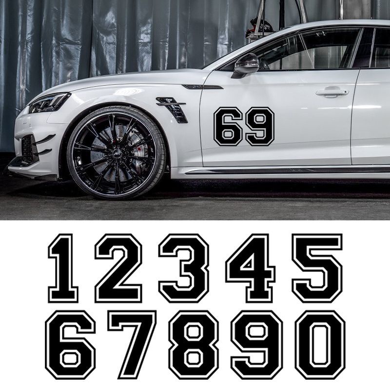 Set Of 3 Black Race Number Stickers – 8
