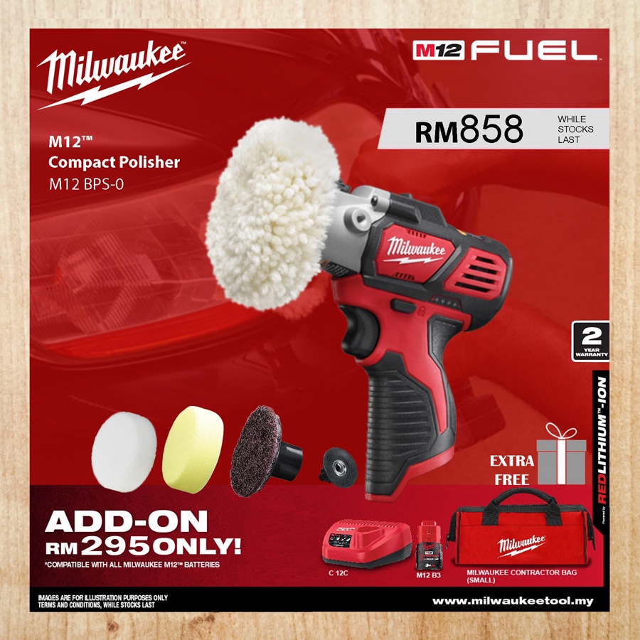 M12 Polisher Milwaukee M12 BPS-0 Cordless Sub-Compact Polisher/Grinder ...