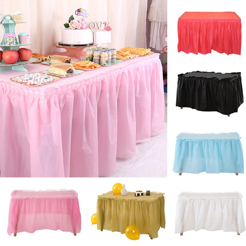 Table Skirt Cover Waterproof Disposable Tablecloth Table Dress Birthday ...