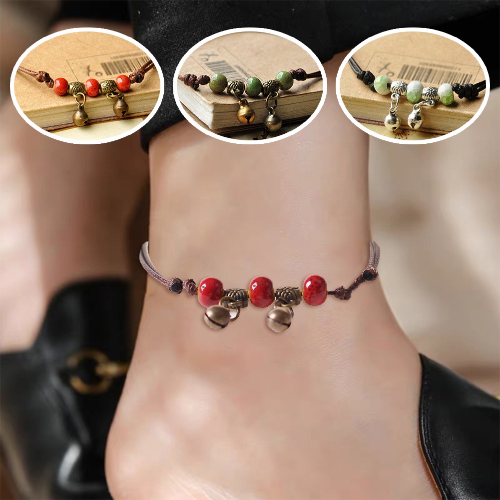 Gothic Ankle Bracelets Ceramic Beads Anklets Charm Foot Jewelry Beach ...
