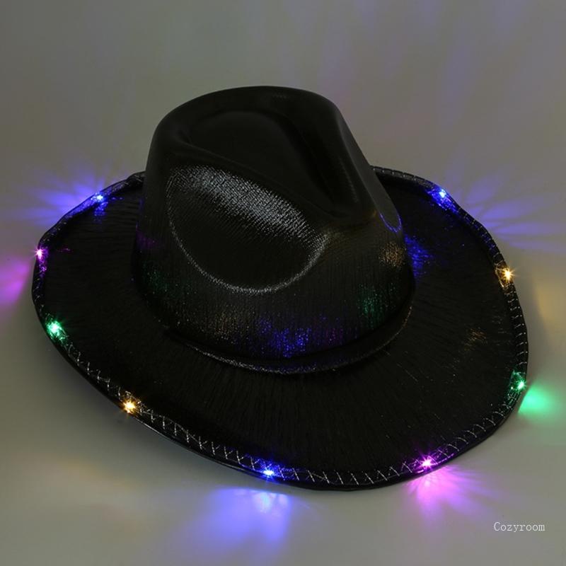 Crazy Neon Cowboy Hat Glowing Glitter Wild for Bachelorette Party Disco