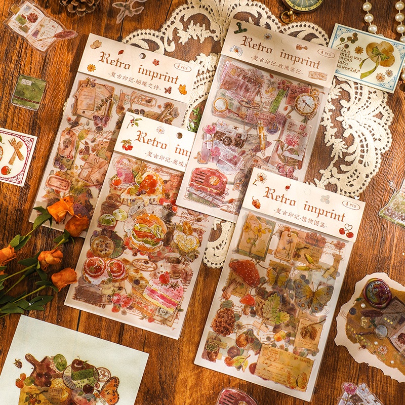 Journamm 4pcs/pack PET Aesthetics Stickers Vintage Scrapbooking ...