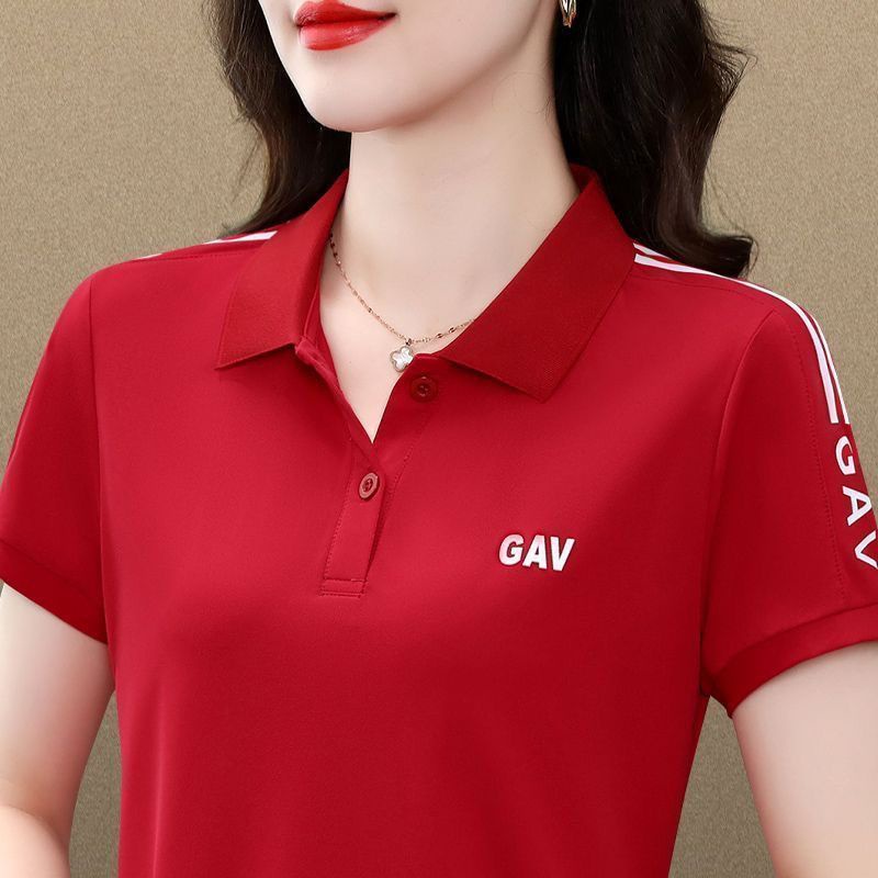 Plus Size Polo Shirt for Women Fashion Shortsleeved Tshirt Casual Stand Collar Polo Shirt