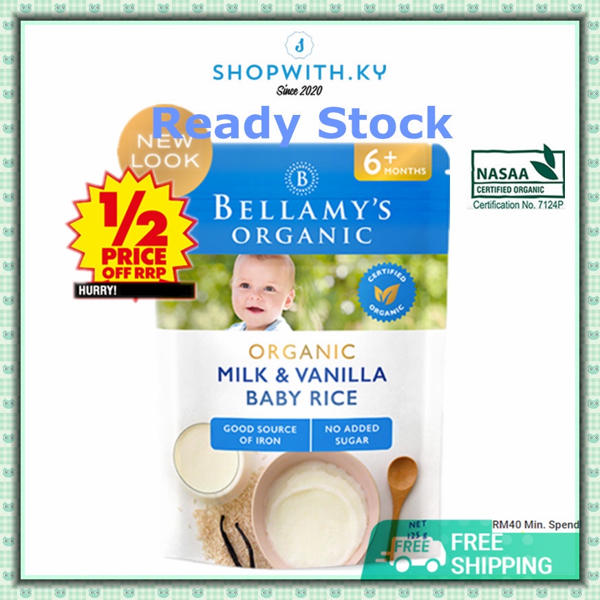 [现货+包邮 Date: 10/2025] Bellamy's Organic Baby Rice Baby Porridge 香草味宝宝米糊 ...