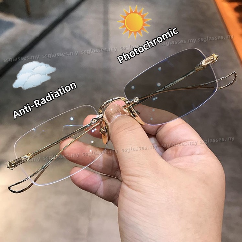 Photochromic Anti Radiation Frameless Glasses For Women Men