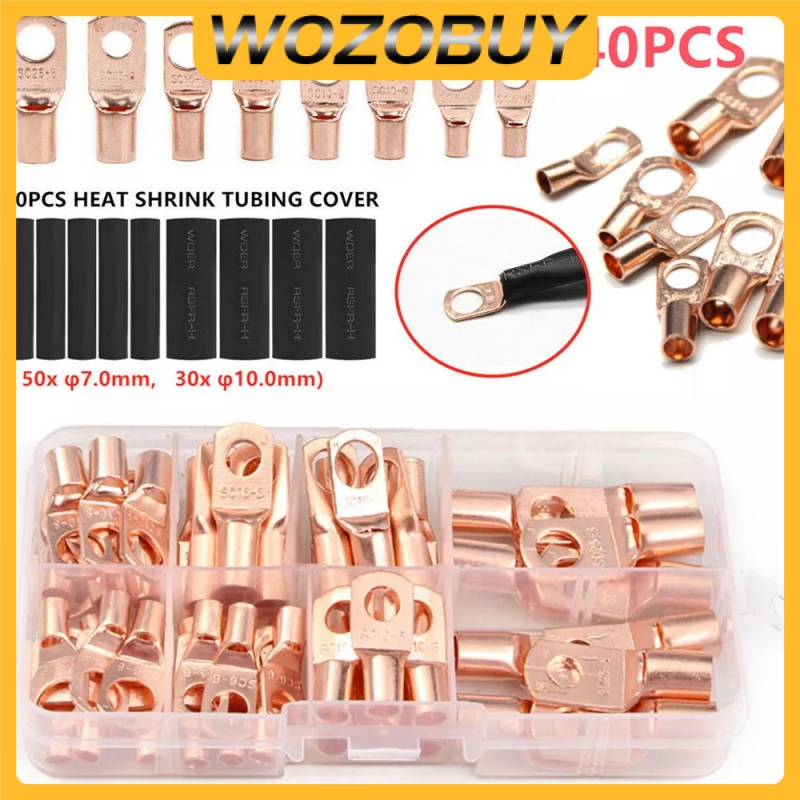 140PCS Auto Copper Ring Terminal Wire Crimp Connector Bare Cable ...